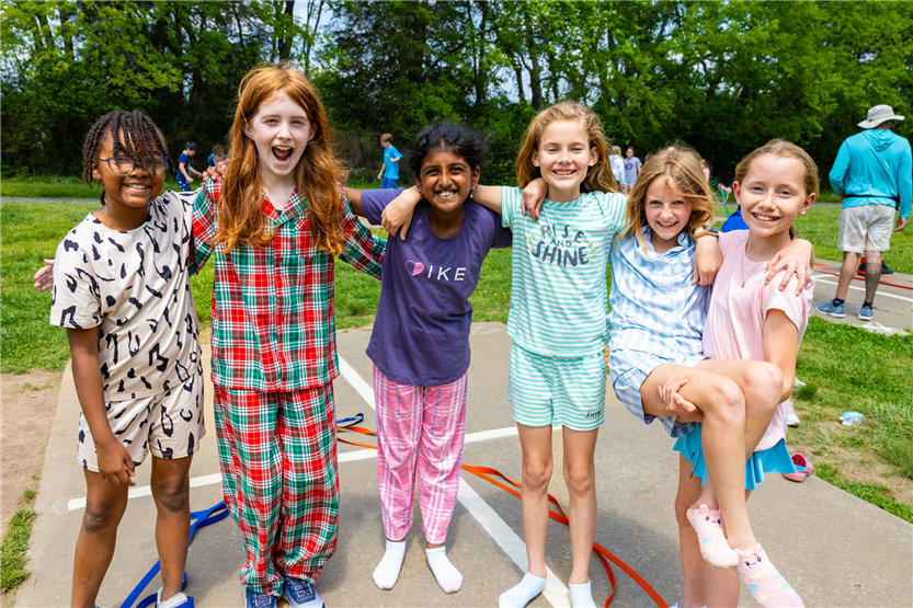Students dance outside